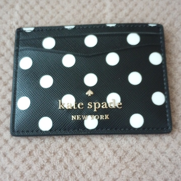 Kate Spade New Black and White Polka Dot Card Wallet - Picture 4 of 4